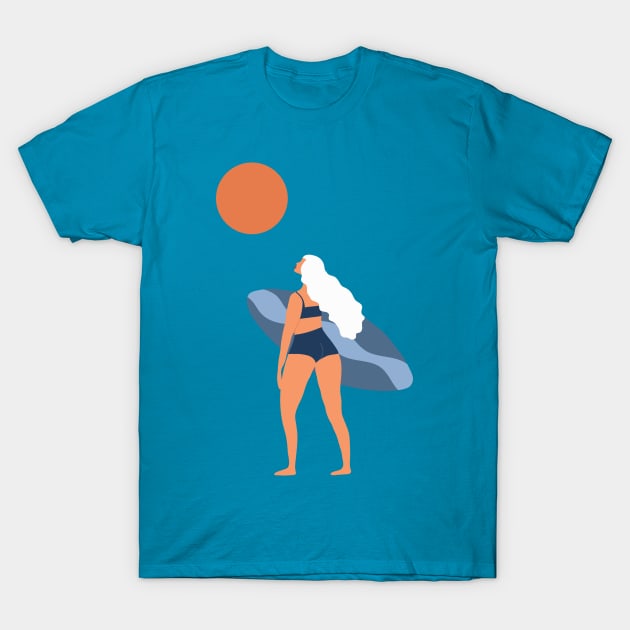 Woman with a surfboard T-Shirt by grafart